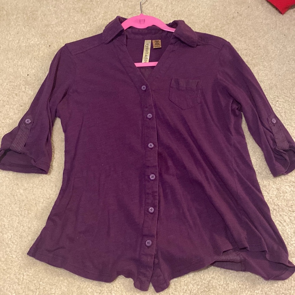 Purple Half Sleeve button up top from eyeshadow.